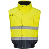 Portwest C465 Yellow/Navy Fur Lined Waterproof 3 in 1 Hi Vis Bomber Jacket