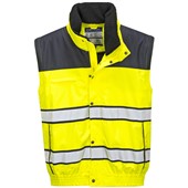 Portwest C466 Yellow Fur Lined Waterproof 3 in 1 Hi Vis Bomber Jacket