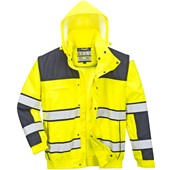 Portwest C466 Yellow Fur Lined Waterproof 3 in 1 Hi Vis Bomber Jacket