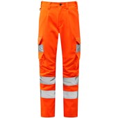 Leo Workwear Beckamoor Rail Orange EcoViz Womens Stretch Cargo Hi Vis Trousers