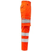 Leo Workwear Beckamoor Rail Orange EcoViz Womens Stretch Cargo Hi Vis Trousers