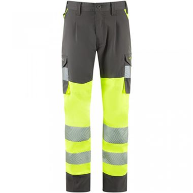 Leo Workwear Winswell EcoViz Women's Yellow/Grey Stretch Hi Vis Cargo Trouser