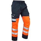 Leo Workwear Bideford Rail Orange EcoViz Two Tone Polycotton Hi Vis Cargo Trouser