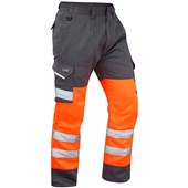 Leo Workwear Bideford Rail Orange EcoViz Two Tone Polycotton Hi Vis Cargo Trouser