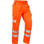 Leo Workwear Bideford Orange Polycotton Hi Vis Cargo Trouser