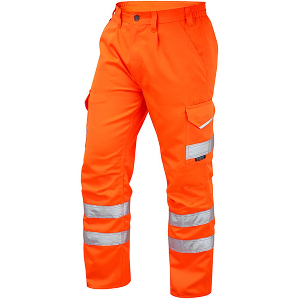 Leo Workwear Bideford Orange Hi Vis Cargo Trouser | Safetec