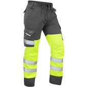 Leo Workwear Bideford Yellow EcoViz Two Tone Polycotton Hi Vis Cargo Trouser