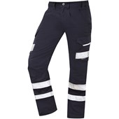 Leo Workwear Ilfracombe Navy EcoViz Poly/Cotton Hi Vis Cargo Trousers