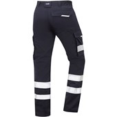 Leo Workwear Ilfracombe Navy EcoViz Poly/Cotton Hi Vis Cargo Trousers