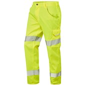 Leo Workwear Yelland Yellow Lightweight Polycotton Hi Vis Cargo Trouser