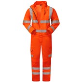 Leo Workwear Molland Rail Orange EcoViz Hi Vis Poly Cotton Coverall