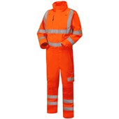 Leo Workwear Molland Rail Orange EcoViz Hi Vis Poly Cotton Coverall