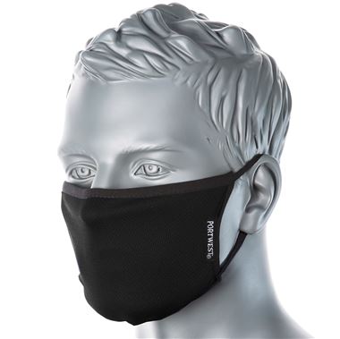 Reusable 3 Ply Anti-Microbial Fabric Face Mask Black (Single Mask)