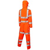 Leo Workwear Honeychurch Rail Orange EcoViz 10KX Performance Womens 2-Part Stretch Breathable Waterproof Hi Vis Coverall