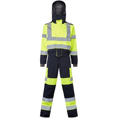 Leo Workwear Honeychurch Yellow EcoViz 10KX Performance Womens 2-Part Stretch Breathable Waterproof Hi Vis Coverall