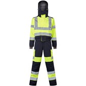 Leo Workwear Honeychurch Yellow EcoViz 10KX Performance Womens 2-Part Stretch Breathable Waterproof Hi Vis Coverall