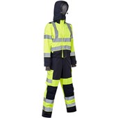 Leo Workwear Honeychurch Yellow EcoViz 10KX Performance Womens 2-Part Stretch Breathable Waterproof Hi Vis Coverall
