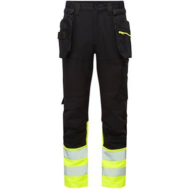 Portwest DX457 DX4 Yellow/Black Class 1 Stretch Detachable Holster Pocket Hi Vis Craft Trouser