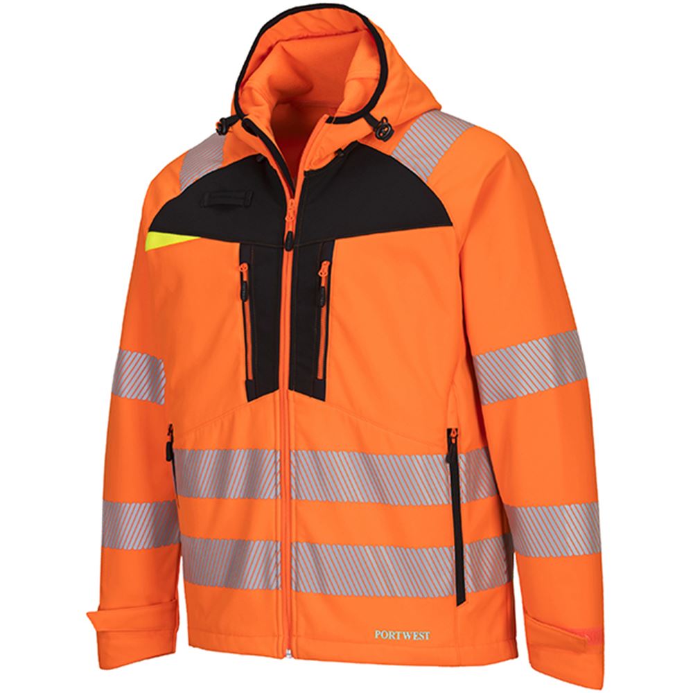 Portwest DX475 DX4 Orange/Black Hi Vis Softshell | Safetec Direct