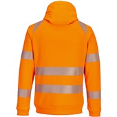 Portwest DX477 DX4 Orange Mesh Lined Hi Vis Zipped Funnel Neck Hooded Sweatshirt