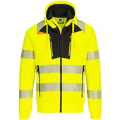 Portwest DX477 DX4 Yellow Mesh Lined Hi Vis Zipped Funnel Neck Hooded Sweatshirt