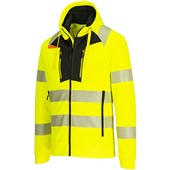 Portwest DX477 DX4 Yellow Mesh Lined Hi Vis Zipped Funnel Neck Hooded Sweatshirt