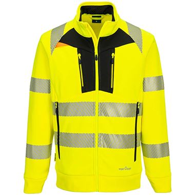 Portwest DX477 DX4 Yellow Funnel Neck Mesh Lined Full Zip Hi Vis Sweatshirt Jacket