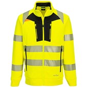 Portwest DX477 DX4 Yellow Funnel Neck Mesh Lined Full Zip Hi Vis Sweatshirt Jacket