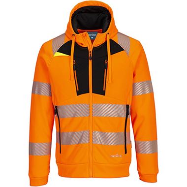 Portwest DX484 DX4 Orange Lined Hi Vis Zipped Hooded Sweatshirt