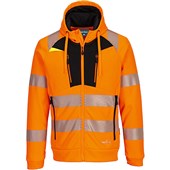 Portwest DX484 DX4 Orange Lined Hi Vis Zipped Hooded Sweatshirt