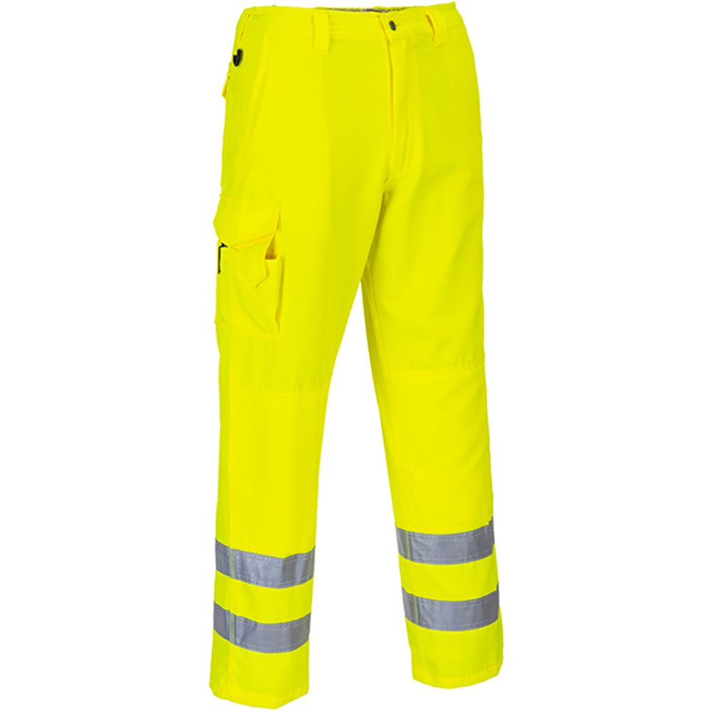 Portwest E046 Yellow Polycotton Hi Vis Cargo Trousers | Safetec
