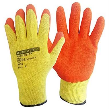 Orange Builders Grip Gloves with Latex Palm Coating