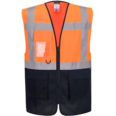 Portwest Essential ES076 Orange Navy Hi Vis Contrast Two Tone Executive Vest
