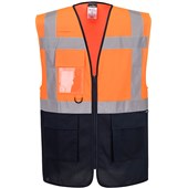 Portwest Essential ES076 Orange Navy Hi Vis Contrast Two Tone Executive Vest