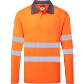 Portwest  Essential ES277 Rail Orange Hi Vis Long Sleeve Polo Shirt