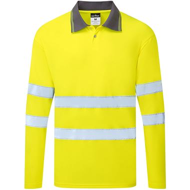 Portwest  Essential ES277 Yellow Hi Vis Long Sleeve Polo Shirt