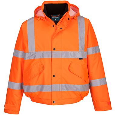 Portwest Essential ES463 Rail Orange Padded Waterproof Hi Vis Winter Bomber Jacket