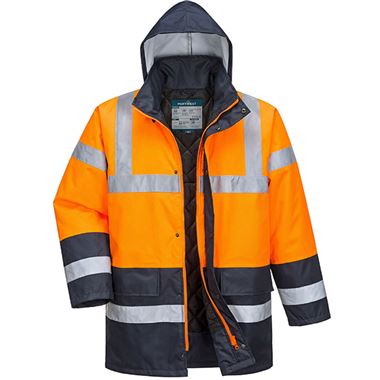 Portwest Essential ES466 Rail Orange Padded Waterproof Hi Vis Contrast Two Tone Winter Jacket