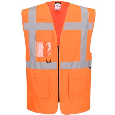 Portwest Essential ES476 Rail Orange Hi Vis Executive Vest