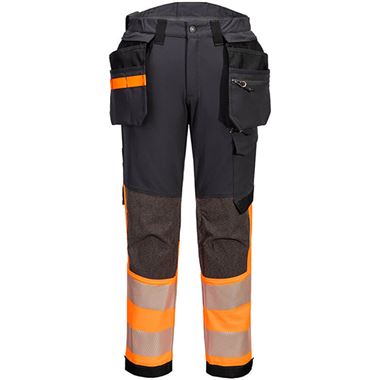Portwest EV442 EV4 Orange Hi Vis Class 1 Stretch Detachable Holster Trouser