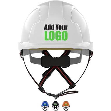 JSP EVOLite Skyworker Custom Printed Industrial Working At Height Safety Helmet - Vented Wheel Ratchet Micro Peak