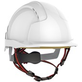 JSP EVOLite Skyworker Industrial Working At Height Safety Helmet - Vented Wheel Ratchet Micro Peak White