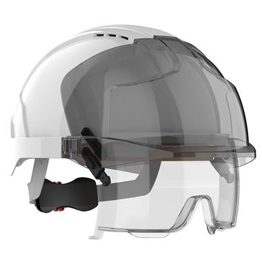 JSP EVO VISTAlens Safety Helmet with Integrated Eyewear - Vented - Wheel Ratchet