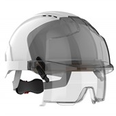 JSP EVO VISTAlens Safety Helmet with Integrated Eyewear - Vented - Wheel Ratchet White Smoke