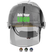 JSP EVO VISTAshield Custom Printed Safety Helmet with Integrated Faceshield - Vented - Wheel Ratchet