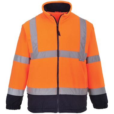 Portwest F301 Orange/Navy Mesh Lined Two Tone Hi Vis Fleece