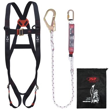 JSP FAR1102 Spartan Fall Arrest Kit - 2 Point Harness + 1.8m Fall Arrest Lanyard