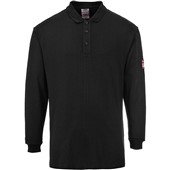 Portwest FR10 Modaflame Flame Retardant Anti Static Long Sleeve Polo Shirt 200g Black