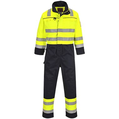 Potwest FR60 Bizflame Multi Flame Resistant Anti Static Arc Yellow/ Navy Hi Vis Coverall