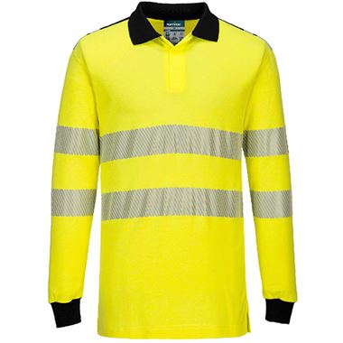 Portwest Modaflame PW3 FR702 Yellow Inherent Flame Retardant Anti Static Arc Flash Hi Vis Long Sleeve Polo Shirt